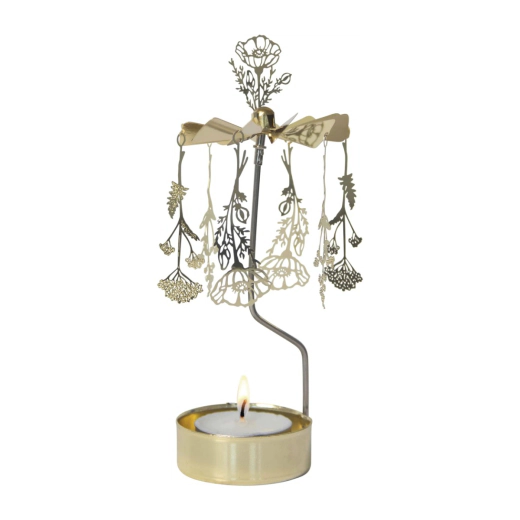 Декоративна въртяща се термо пирамида Pluto Flora Gold - 16.5 см