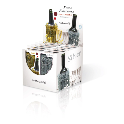 Охладител за бутилки с топчета гел Vin Bouquet Gold/Silver