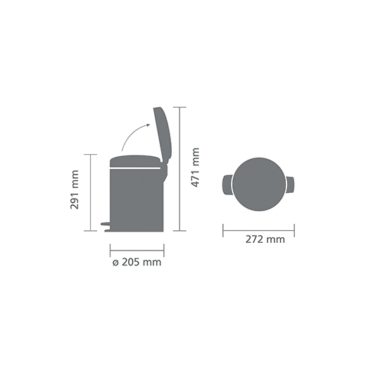 Кош за смет с педал Brabantia NewIcon Brilliant Steel, 5 л