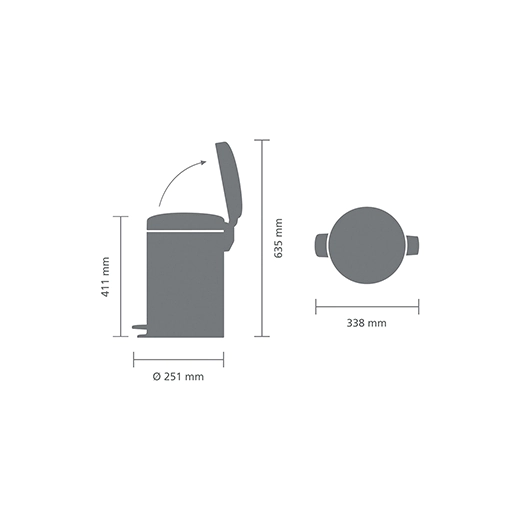 Кош за смет с педал и метална кофа Brabantia NewIcon Brilliant Steel, 12 л