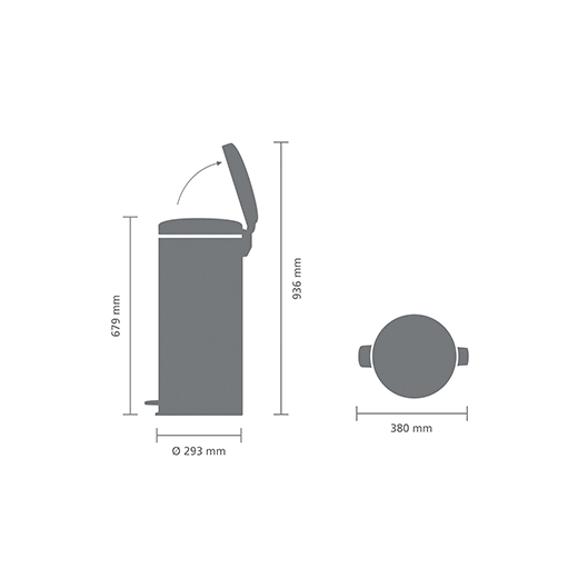 Кош за смет с педал и метална кофа Brabantia NewIcon Metallic Grey, 30 л
