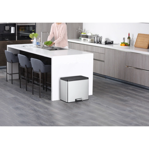 Кош за разделно събиране на отпадъци с педал EKO EUROPE Essential 20 л + 9 л - матиран 