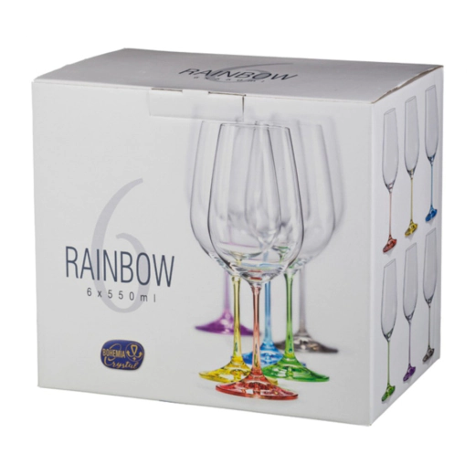 Комплект 6 бр. чаши за вино Bohemia Crystalex Rainbow 550 мл