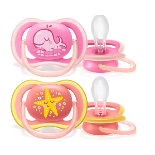 Ортодонтични залъгалки Philips AVENT Ultra Air + стерилизаторна кутия (6-18 м), кит/морска звезда, 2 броя