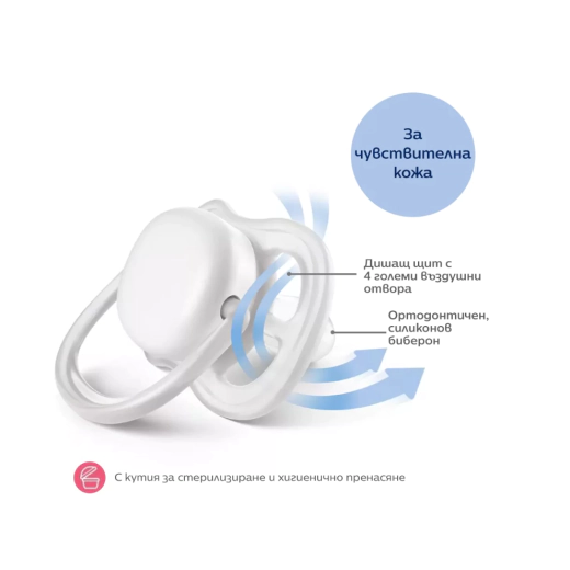 Ортодонтични залъгалки Philips AVENT Ultra Air + стерилизаторна кутия (0-6м), елен/бухал, 2 броя
