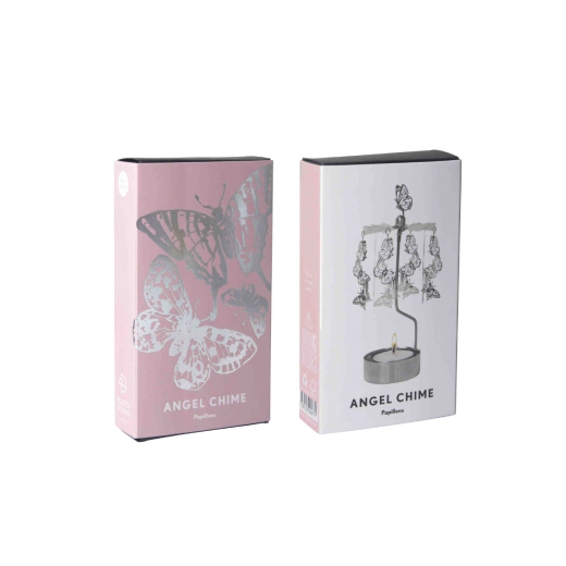 Декоративна въртяща се термо пирамида Pluto Papillons Silver - 16.5 см