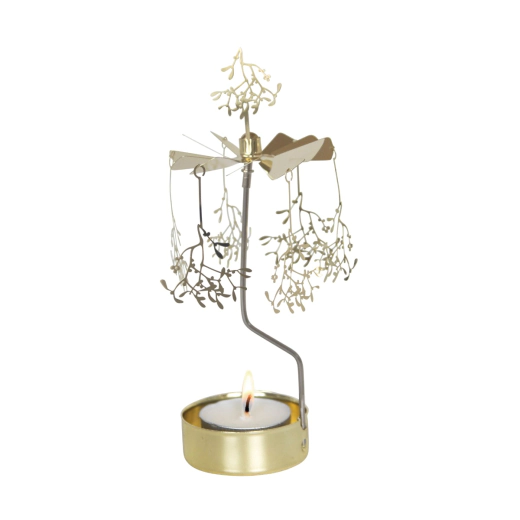 Декоративна въртяща се термо пирамида Pluto Mistletoe Gold - 16.5 см