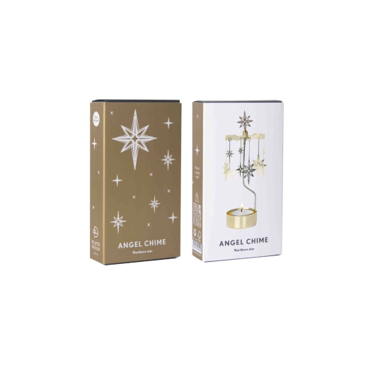 Декоративна въртяща се термо пирамида Pluto Northern Star Gold - 16.5 см