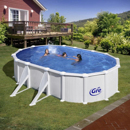 Бял сглобяем басейн Gre Atlantis, овал, 500 х 300 х 132 см, с пясъчен филтър