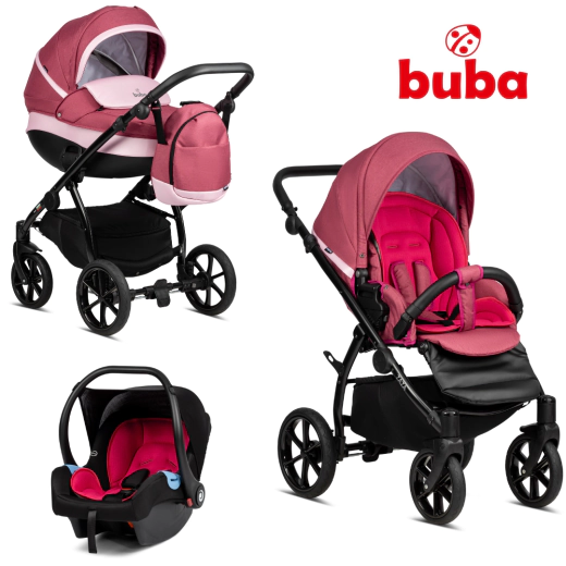 Бебешка количка Buba Zaza 3в1 - 336 Berry