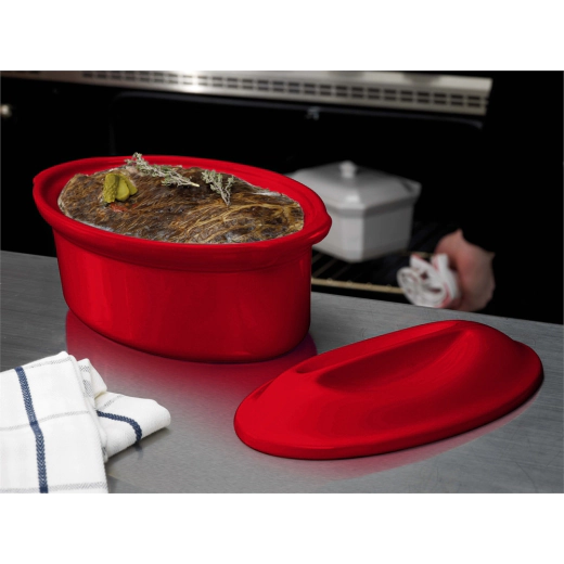Форма за печене Emile Henry Ovale Terrine - 1,3 л, червена