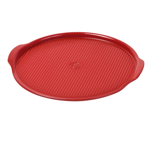 Керамична плоча за пица Emile Henry Ridged Pizza Stone 40 см - цвят червен