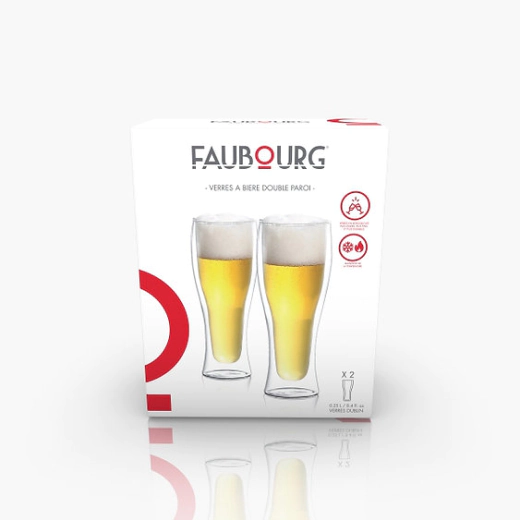 Сет от 2 броя двустенни стъклени чаши за бира Faubourg Dublin - 480 мл