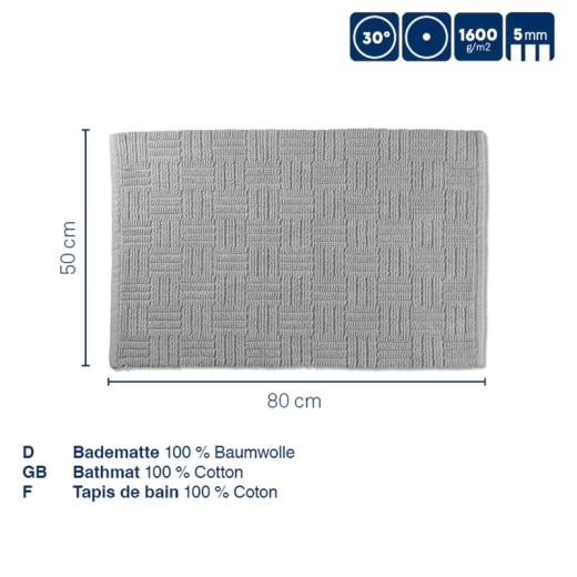 Постелка за баня Kela Leana - 50 x 80 см, цвят гранитно сиво