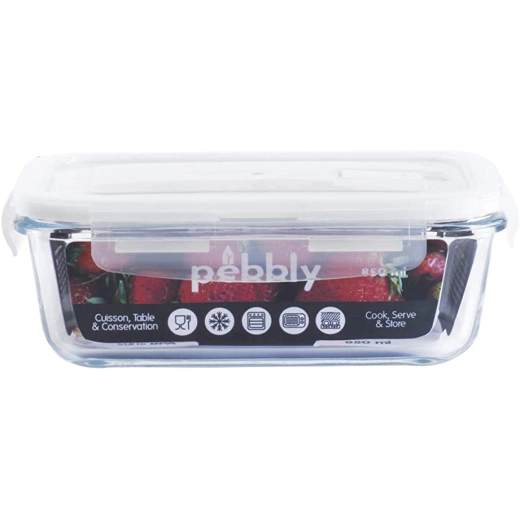 Правоъгълна стъклена кутия за храна Pebbly  - 850 мл