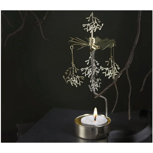Декоративна въртяща се термо пирамида Pluto Mistletoe Gold - 16.5 см