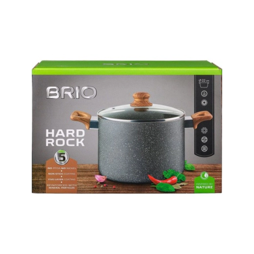 Тенджера с незалепващо покритие BRIO Hard Rock, 5.65 л