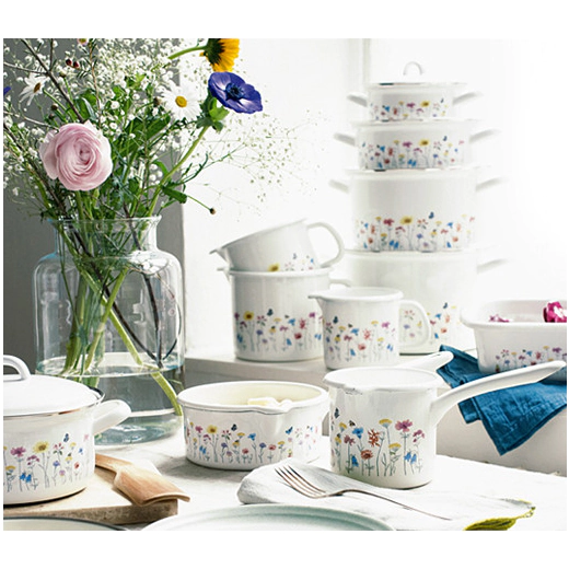 Канче от масивен емайл Riess Flora - 0,75 л