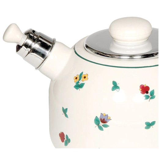 Чайник със свирка от масивен емайл Riess Gmundner Alpine Flower - 2 л