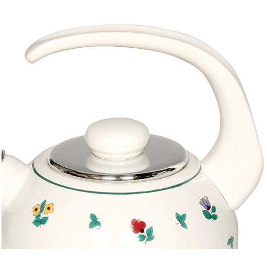 Чайник със свирка от масивен емайл Riess Gmundner Alpine Flower - 2 л