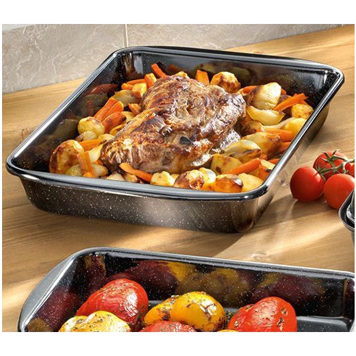 Тава за печене от масивен емайл Riess Classic Black - 42 х 33 см