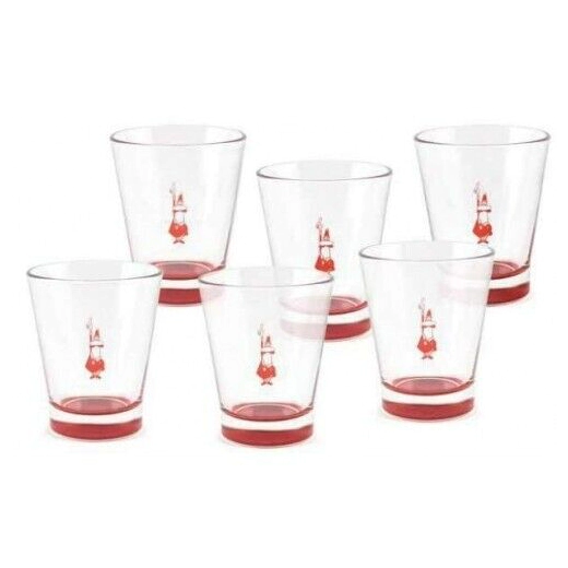  6 броя чаши за кафе Bialetti Rosso, стъкло