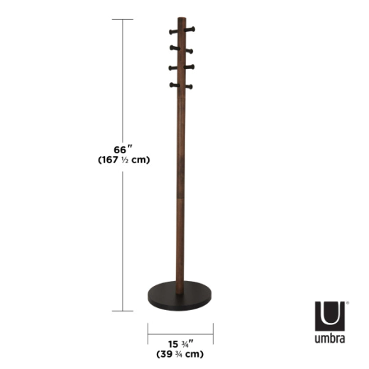 Свободностояща закачалка Umbra Pillar - цвят черен / орех