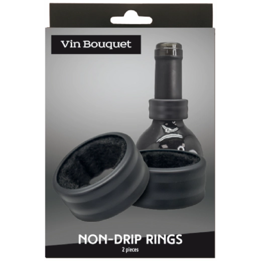 2 броя стоманени пръстени за вино Vin Bouquet - черни