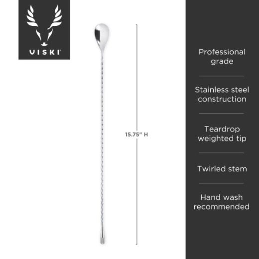 Лъжица за коктейли Viski Weighted Silver - 40 см