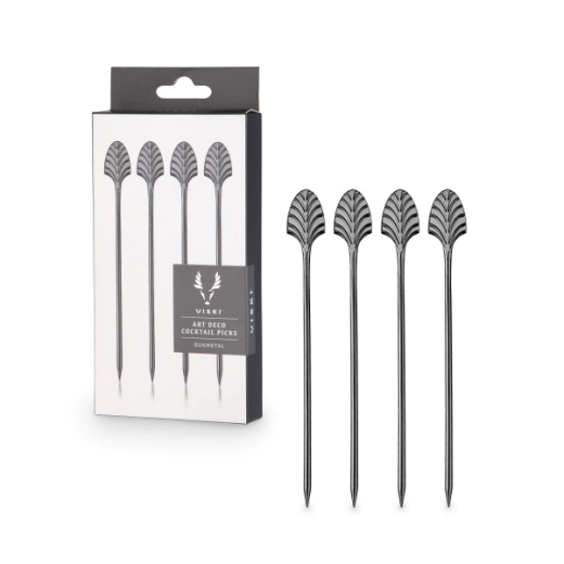 Коктейлни клечки Viski Art Deco GunMetal - 4 бр