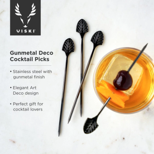 Коктейлни клечки Viski Art Deco GunMetal - 4 бр