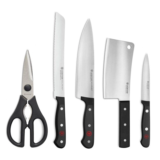 Комплект от 5 части с дървена поставка Wusthof, Gourmet Black