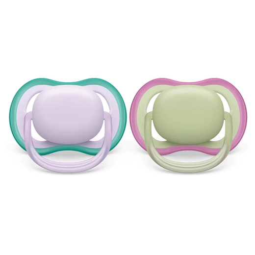 Комплект от 2 броя ортодонтични залъгалки Philips AVENT Ultra Air, SCF085/24, 0-6 м