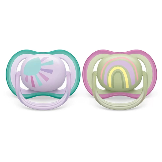 Комплект от 2 броя ортодонтични залъгалки Philips AVENT Ultra Air SCF085/59, 0-6 м