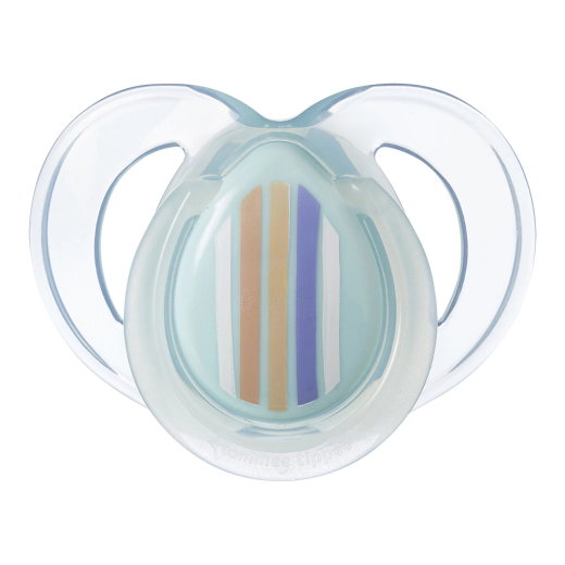 Комплект от 2 броя ортодонтични залъгалки Tommee Tippee Night Time, 6-18 м, бяла и синя